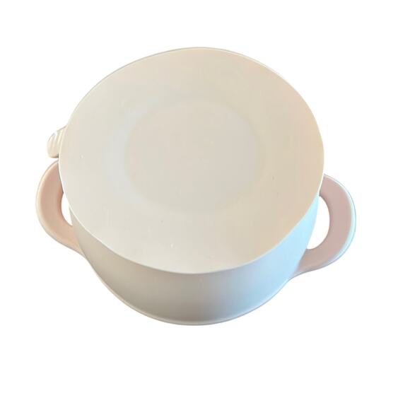 Elbebe Light Pink Silicone Baby Feeding Set Bib Bowl Fork Spoon - Picture 4 of 6